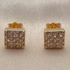 Oro Laminado Stud Earring, Gold Filled Style with White Cubic Zirconia, Polished, Golden Finish, 02.344.0252