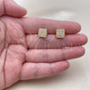 Oro Laminado Stud Earring, Gold Filled Style with White Cubic Zirconia, Polished, Golden Finish, 02.344.0253