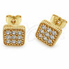 Oro Laminado Stud Earring, Gold Filled Style with White Cubic Zirconia, Polished, Golden Finish, 02.344.0253
