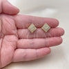 Oro Laminado Stud Earring, Gold Filled Style with White Cubic Zirconia, Polished, Golden Finish, 02.344.0254