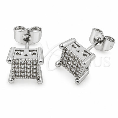 White Gold Filled Stud Earring, with White Micro Pave, Polished, Rhodium Finish, 02.342.0042.1
