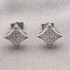 White Gold Filled Stud Earring, with White Cubic Zirconia, Polished, Rhodium Finish, 02.344.0256