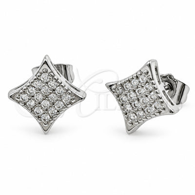 White Gold Filled Stud Earring, with White Cubic Zirconia, Polished, Rhodium Finish, 02.344.0256