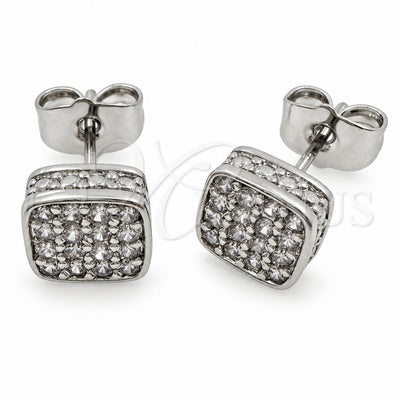White Gold Filled Stud Earring, with White Cubic Zirconia, Polished, Rhodium Finish, 02.344.0257