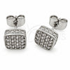 White Gold Filled Stud Earring, with White Cubic Zirconia, Polished, Rhodium Finish, 02.344.0257