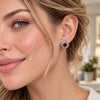 White Gold Filled Stud Earring, Cluster and Baguette Design, with Garnet and White Cubic Zirconia, Polished, Rhodium Finish, 02.344.0174.1