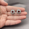 White Gold Filled Stud Earring, Cluster and Baguette Design, with Garnet and White Cubic Zirconia, Polished, Rhodium Finish, 02.344.0174.1