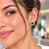 White Gold Filled Stud Earring, Cluster and Baguette Design, with Green and White Cubic Zirconia, Polished, Rhodium Finish, 02.344.0174.2