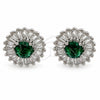 White Gold Filled Stud Earring, Cluster and Baguette Design, with Green and White Cubic Zirconia, Polished, Rhodium Finish, 02.344.0174.2