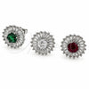 White Gold Filled Stud Earring, Cluster and Baguette Design, with Green and White Cubic Zirconia, Polished, Rhodium Finish, 02.344.0174.2