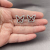 White Gold Filled Stud Earring, Butterfly and Baguette Design, with Garnet and White Cubic Zirconia, Polished, Rhodium Finish, 02.344.0180.4