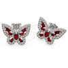 White Gold Filled Stud Earring, Butterfly and Baguette Design, with Garnet and White Cubic Zirconia, Polished, Rhodium Finish, 02.344.0180.4
