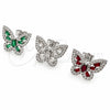 White Gold Filled Stud Earring, Butterfly and Baguette Design, with Garnet and White Cubic Zirconia, Polished, Rhodium Finish, 02.344.0180.4