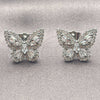 White Gold Filled Stud Earring, Butterfly and Baguette Design, with White Cubic Zirconia, Polished, Rhodium Finish, 02.344.0180.5