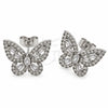 White Gold Filled Stud Earring, Butterfly and Baguette Design, with White Cubic Zirconia, Polished, Rhodium Finish, 02.344.0180.5