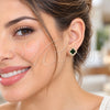 Oro Laminado Stud Earring, Gold Filled Style Four-leaf Clover and Cluster Design, with Green Cubic Zirconia and White Micro Pave, Polished, Golden Finish, 02.283.0151.7