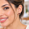 Oro Laminado Stud Earring, Gold Filled Style Four-leaf Clover and Cluster Design, with Garnet Cubic Zirconia and White Micro Pave, Polished, Golden Finish, 02.283.0151.8