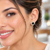 Oro Laminado Stud Earring, Gold Filled Style Four-leaf Clover and Cluster Design, with Black Cubic Zirconia and White Micro Pave, Polished, Golden Finish, 02.283.0151.9