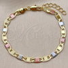 Oro Laminado Basic Bracelet, Gold Filled Style Mariner Design, Polished, Tricolor, 04.63.1417.1.07 (05 MM Thickness, 7 Inches Length)