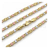 Oro Laminado Basic Necklace, Gold Filled Style Mariner Design, Diamond Cutting Finish, Tricolor, 04.213.0348.1.24 (04 MM Thickness, 24 Inches Length)