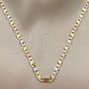 Oro Laminado Basic Necklace, Gold Filled Style Mariner Design, Diamond Cutting Finish, Tricolor, 03.213.0353.24 (Thickness, 24 Inches Length)