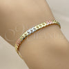 Oro Laminado Fancy Bracelet, Gold Filled Style Miami Cuban Design, Polished, Tricolor, 04.213.0392.07 (Thickness, 8 Inches Length)