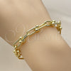 Oro Laminado Fancy Bracelet, Gold Filled Style Horseshoe and Oval Bar Design, Polished, Golden Finish, 03.213.0456.07 (08 MM Thickness, 7 Inches Length)