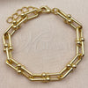 Oro Laminado Fancy Bracelet, Gold Filled Style Horseshoe and Oval Bar Design, Polished, Golden Finish, 03.213.0456.07 (08 MM Thickness, 7 Inches Length)