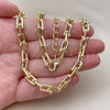Oro Laminado Fancy Necklace, Gold Filled Style Horseshoe and Oval Bar Design, Polished, Golden Finish, 04.213.0393.18 (07 MM Thickness, 18 Inches Length)