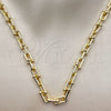 Oro Laminado Fancy Necklace, Gold Filled Style Horseshoe and Oval Bar Design, Polished, Golden Finish, 04.213.0393.18 (07 MM Thickness, 18 Inches Length)