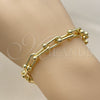 Oro Laminado Fancy Bracelet, Gold Filled Style Horseshoe and Oval Bar Design, Polished, Golden Finish, 03.213.0458.07 (Thickness, 7 Inches Length)