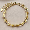 Oro Laminado Fancy Bracelet, Gold Filled Style Horseshoe and Oval Bar Design, Polished, Golden Finish, 03.213.0458.07 (Thickness, 7 Inches Length)