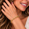 Oro Laminado Fancy Bracelet, Gold Filled Style Horseshoe and Oval Bar Design, Polished, Golden Finish, 03.213.0459.07 (Thickness, 7 Inches Length)