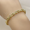 Oro Laminado Fancy Bracelet, Gold Filled Style Horseshoe and Oval Bar Design, Polished, Golden Finish, 03.213.0459.07 (Thickness, 7 Inches Length)