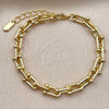 Oro Laminado Fancy Bracelet, Gold Filled Style Horseshoe and Oval Bar Design, Polished, Golden Finish, 03.213.0459.07 (Thickness, 7 Inches Length)