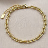 Oro Laminado Fancy Bracelet, Gold Filled Style Horseshoe and Oval Bar Design, Polished, Golden Finish, 03.213.0460.07 (05 MM Thickness, 7 Inches Length)