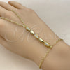 Oro Laminado Fancy Bracelet, Gold Filled Style Teardrop and Rolo Design, with White Cubic Zirconia, Polished, Golden Finish, 03.60.0193.07 (02 MM Thickness, 7 Inches Length)