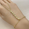 Oro Laminado Fancy Bracelet, Gold Filled Style Rolo and Hand Chain with Ring Design, with White Micro Pave, Polished, Golden Finish, 03.60.0195.07 (02 MM Thickness, 7 Inches Length)