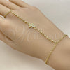 Oro Laminado Fancy Bracelet, Gold Filled Style Butterfly and Ball Design, with White Micro Pave, Polished, Golden Finish, 03.60.0206.07 (Thickness, 8 Inches Length)