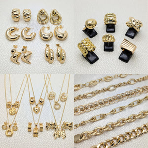 Gold Filled Jewelry — 24 Chunky Items $4.12 ea in Wholesale Box — main product view — SKU 157064 | Oro Laminado joyería — 24 Chunky Items $4.12 ea in Wholesale Box — SKU 157064