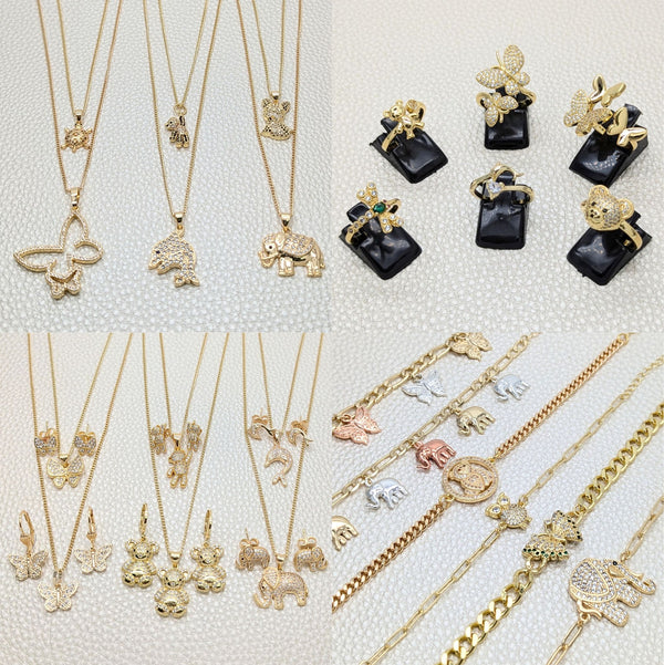 Gold Filled Jewelry — 24 Animal Items $4.12 ea in Wholesale Box — main product view — SKU 157065 | Oro Laminado joyería — 24 Animal Items $4.12 ea in Wholesale Box — SKU 157065