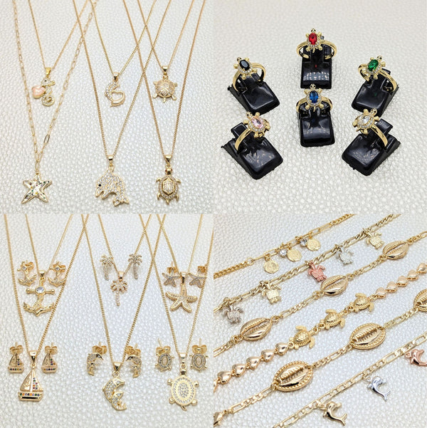 Gold Filled Jewelry — 24 Marine Items $4.12 ea in Wholesale Box — main product view — SKU 157066 | Oro Laminado joyería — 24 Marine Items $4.12 ea in Wholesale Box — SKU 157066