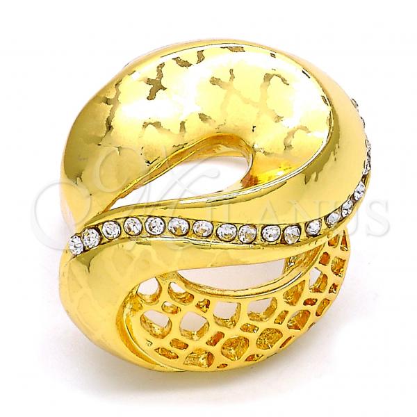 Oro Laminado Multi Stone Ring, Gold Filled Style with White Crystal, Polished, Golden Finish, 01.241.0008.09 (Size 9)