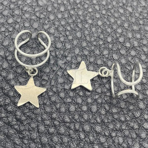Sterling Silver Dangle Earring, Star Design, with White Cubic Zirconia, Polished, Silver Finish, 02.401.0078