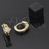 Oro Laminado Huggie Hoop, Gold Filled Style Flower Design, with White Micro Pave, Polished, Golden Finish, 02.165.0004