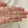 Oro Laminado Necklace and Bracelet, Gold Filled Style Flower Design, Polished, Golden Finish, 06.63.0210