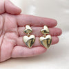 Oro Laminado Stud Earring, Gold Filled Style Heart Design, Polished, Golden Finish, 02.282.0023