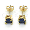 Oro Laminado Stud Earring, Gold Filled Style with Sapphire Blue Cubic Zirconia, Polished, Golden Finish, 02.284.0010.2