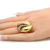 Oro Laminado Multi Stone Ring, Gold Filled Style with White Crystal, Polished, Golden Finish, 01.241.0027.09 (Size 9)