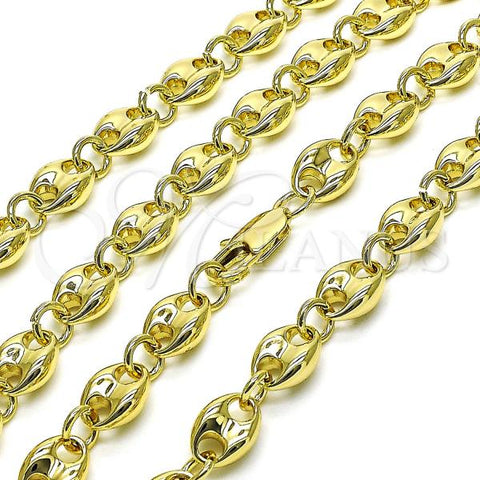 Oro Laminado Fancy Necklace, Gold Filled Style Puff Mariner Design, Polished, Golden Finish, 04.213.0313.24